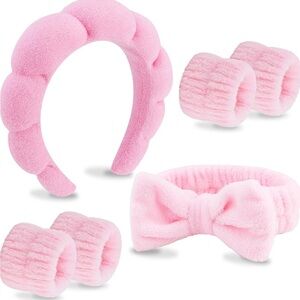 Pink Spa Headband and Wristbands Set